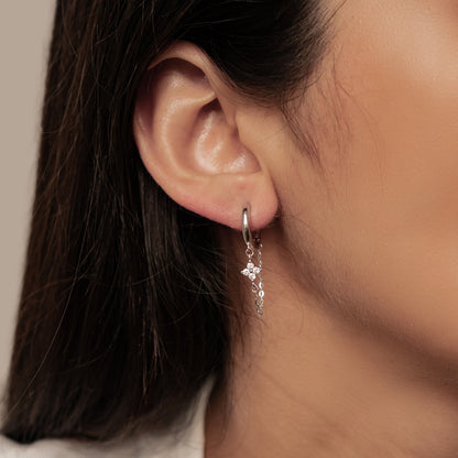 Twinkle Blossom Hoop Earrings Sterling Silver