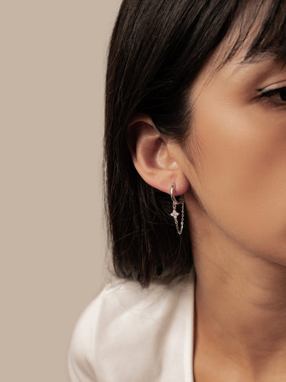 Twinkle Blossom Hoop Earrings Sterling Silver