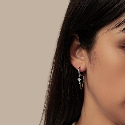 Twinkle Blossom Hoop Earrings Sterling Silver