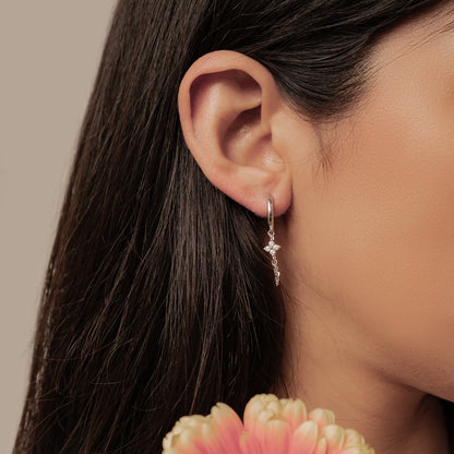 Twinkle Blossom Hoop Earrings Sterling Silver