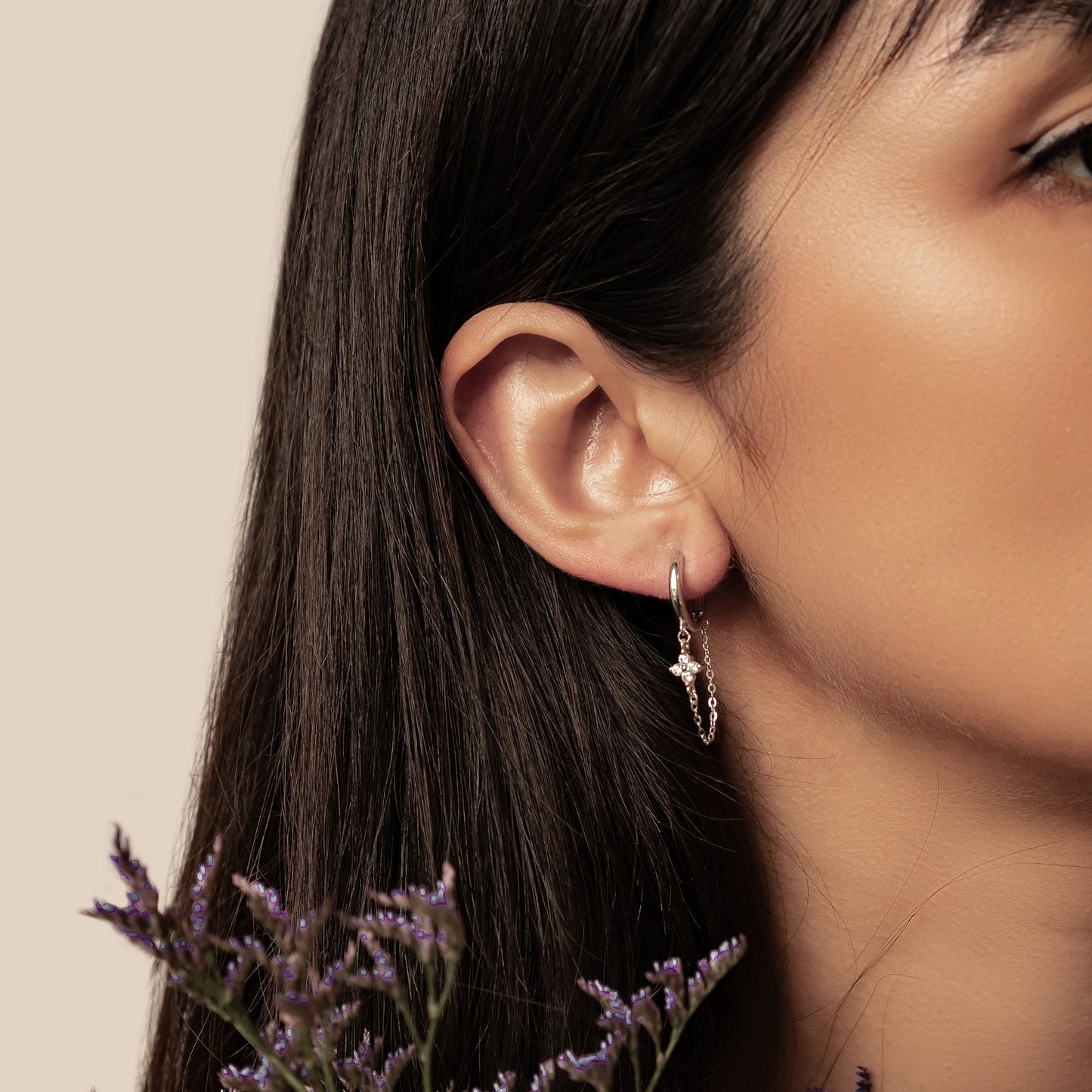 Twinkle Blossom Hoop Earrings Sterling Silver