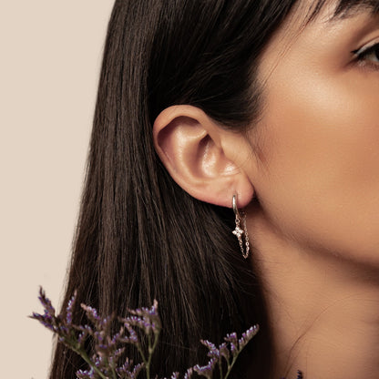 Twinkle Blossom Hoop Earrings Sterling Silver