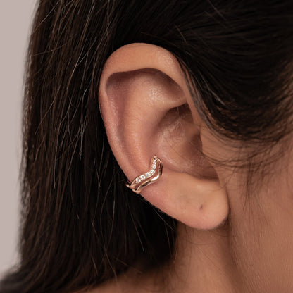Wavy Pavé Ear Cuff Sterling Silver