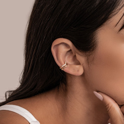 Wavy Pavé Ear Cuff Sterling Silver