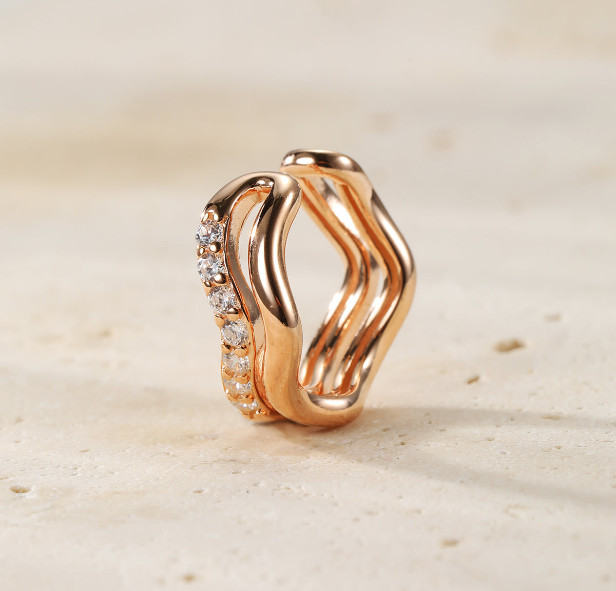 Wavy Pavé Ear Cuff Sterling Silver