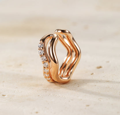 Wavy Pavé Ear Cuff Sterling Silver