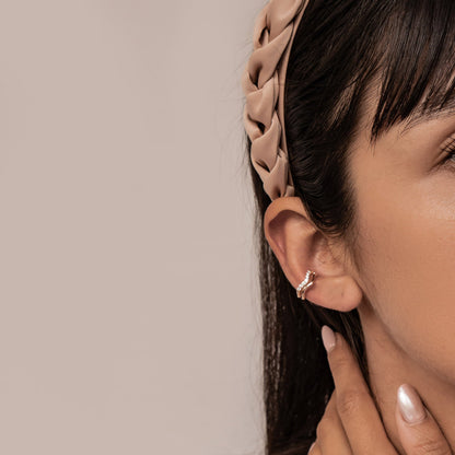 Wavy Pavé Ear Cuff Sterling Silver