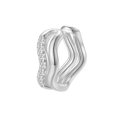 Wavy Pavé Ear Cuff Sterling Silver