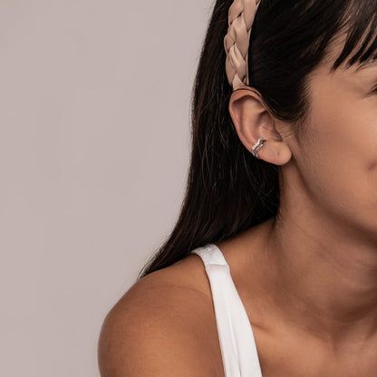 Wavy Pavé Ear Cuff Sterling Silver