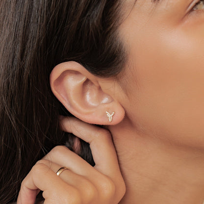 Whale Tail Sparkle Stud Earrings Sterling Silver