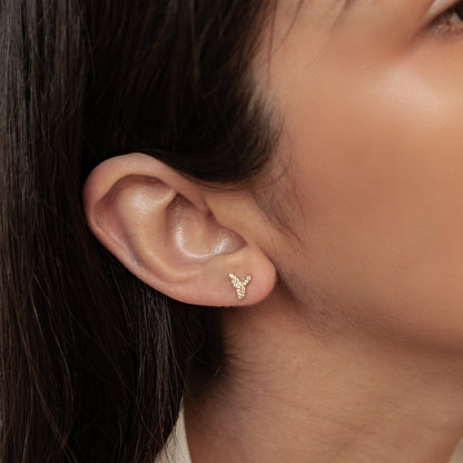 Whale Tail Sparkle Stud Earrings Sterling Silver