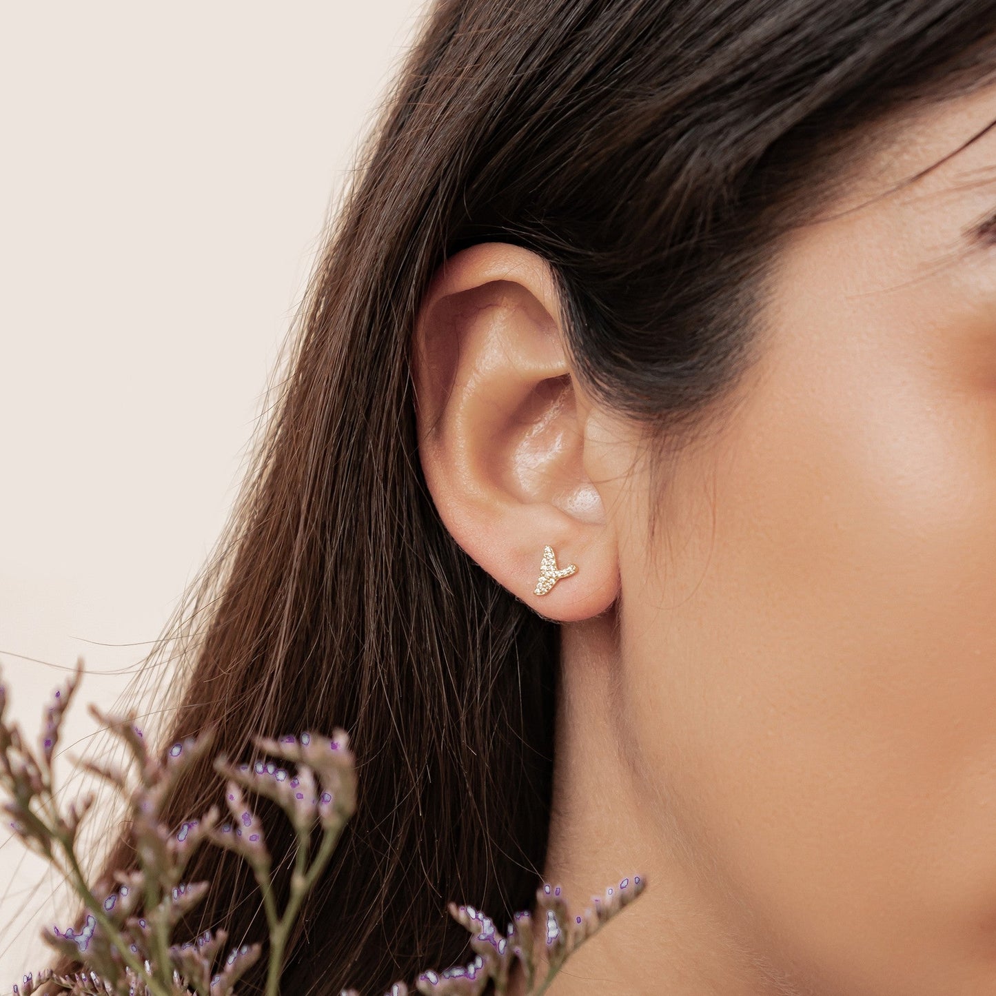 Whale Tail Sparkle Stud Earrings Sterling Silver