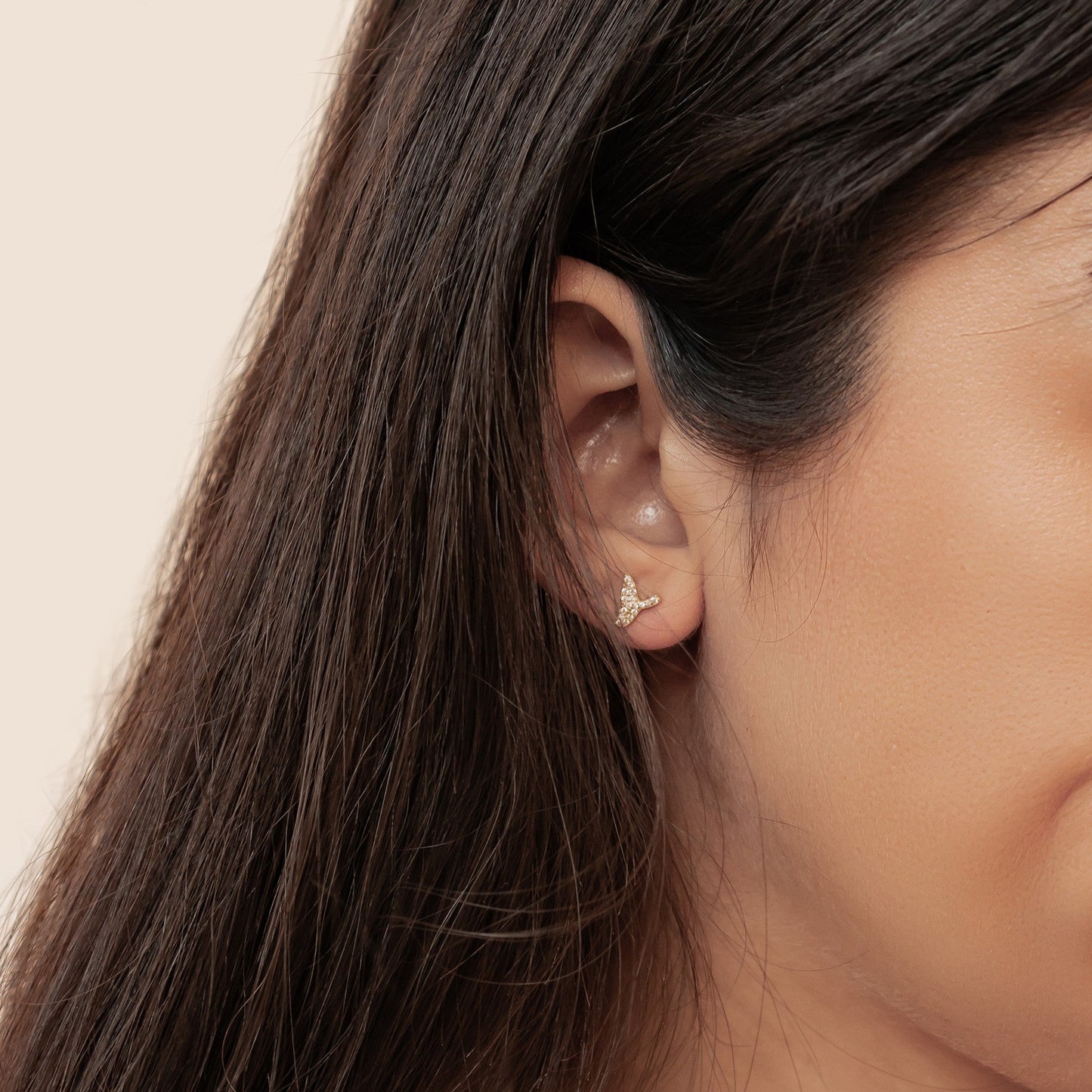 Whale Tail Sparkle Stud Earrings Sterling Silver