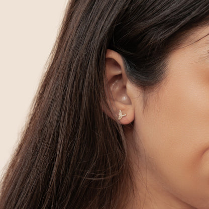 Whale Tail Sparkle Stud Earrings Sterling Silver