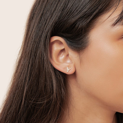 Whale Tail Sparkle Stud Earrings Sterling Silver