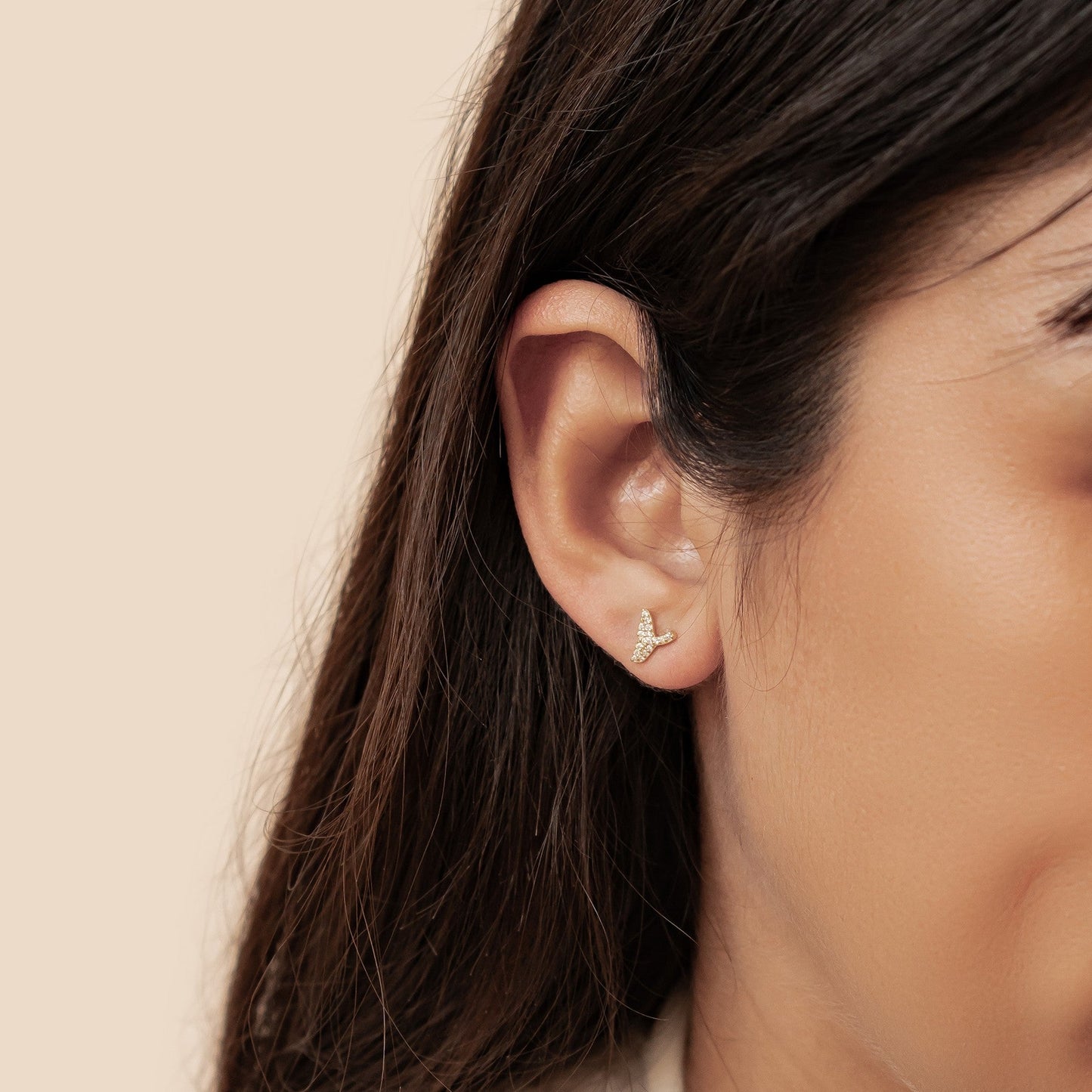 Whale Tail Sparkle Stud Earrings Sterling Silver