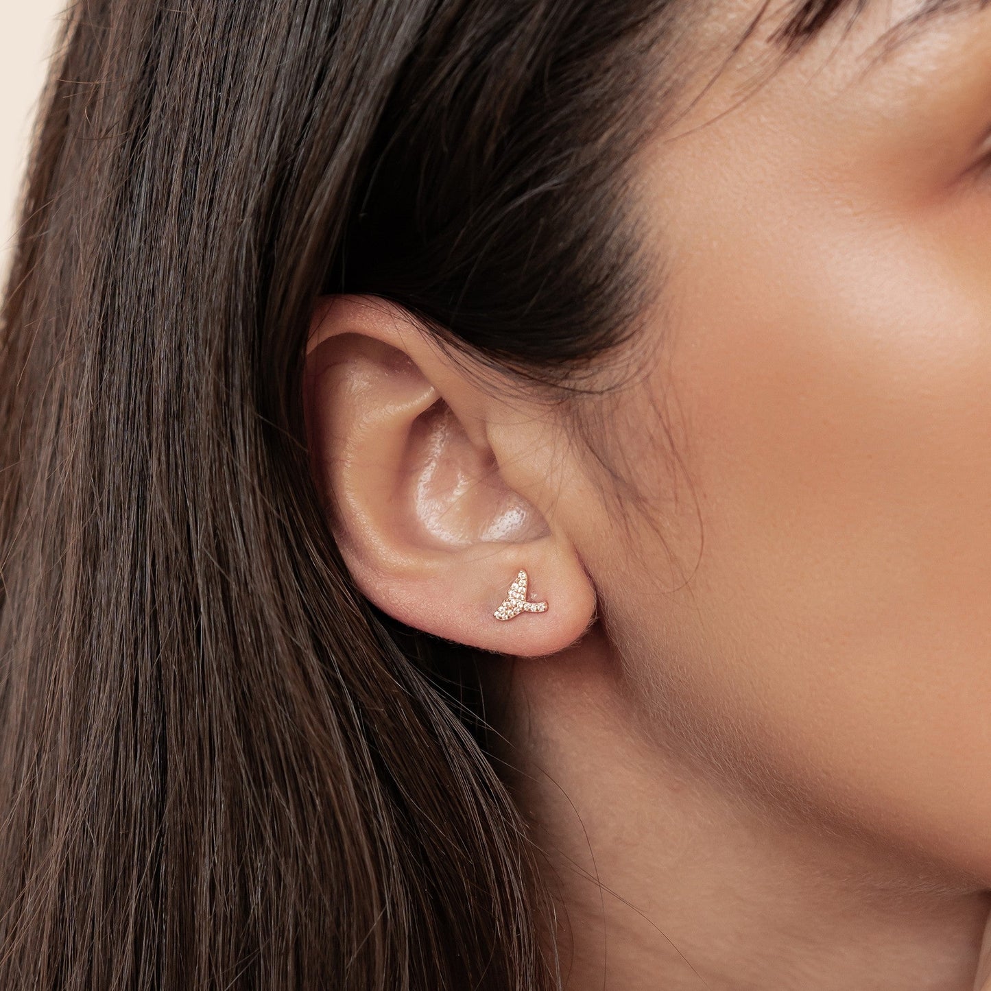 Whale Tail Sparkle Stud Earrings Sterling Silver