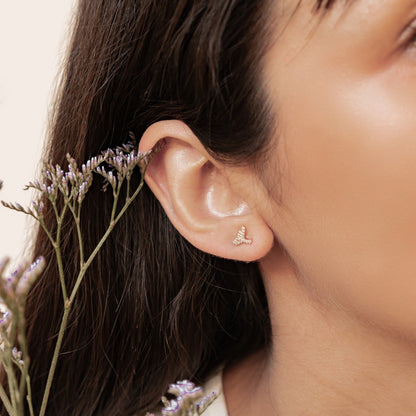 Whale Tail Sparkle Stud Earrings Sterling Silver