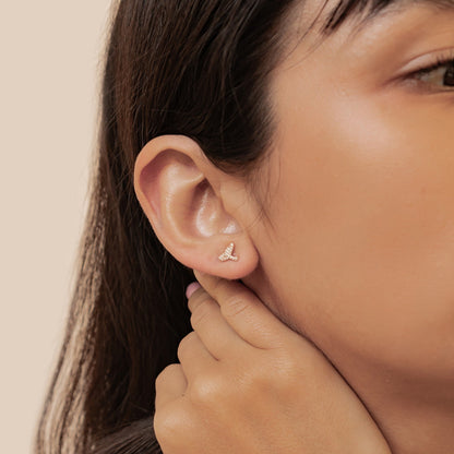 Whale Tail Sparkle Stud Earrings Sterling Silver