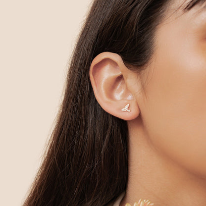 Whale Tail Sparkle Stud Earrings Sterling Silver