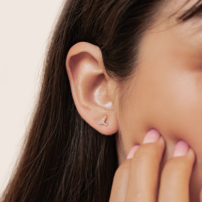 Whale Tail Sparkle Stud Earrings Sterling Silver