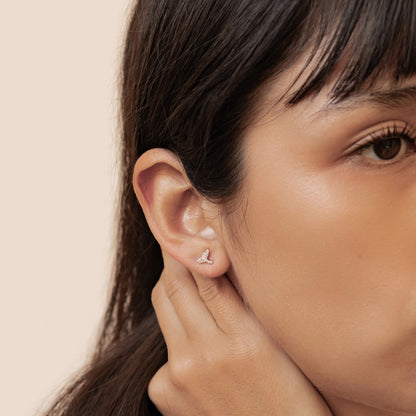 Whale Tail Sparkle Stud Earrings Sterling Silver