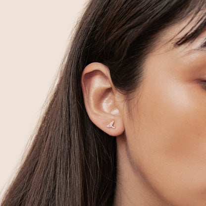 Whale Tail Sparkle Stud Earrings Sterling Silver