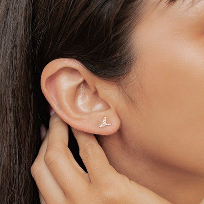 Whale Tail Sparkle Stud Earrings Sterling Silver