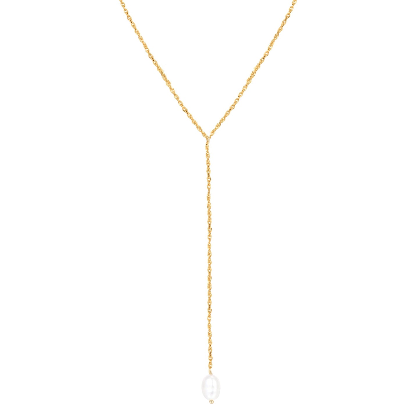 Pearl Pendant Lariat Necklace Sterling Silver