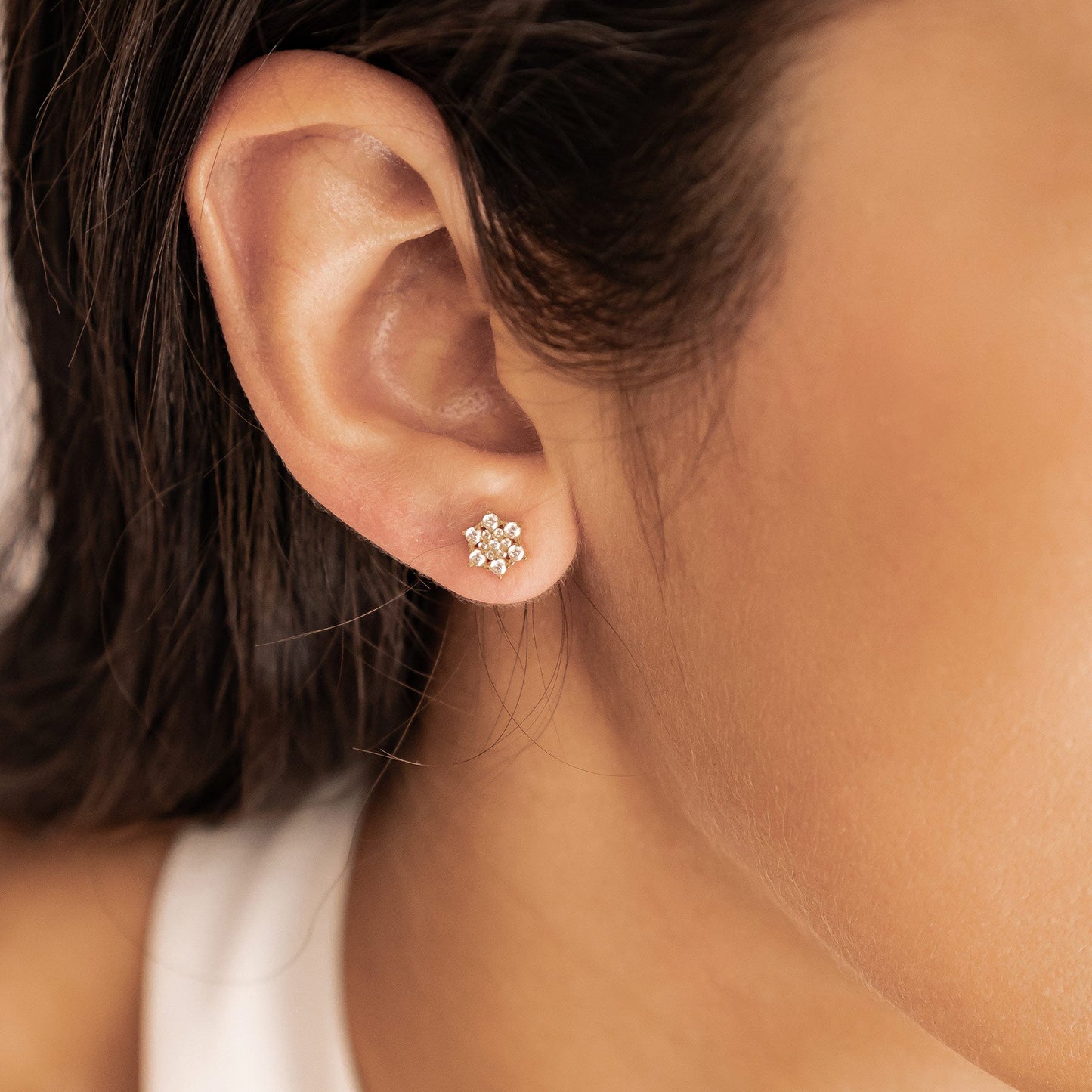 Zirconia Bloom Stud Earrings Sterling Silver