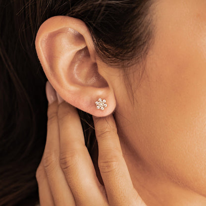 Zirconia Bloom Stud Earrings Sterling Silver