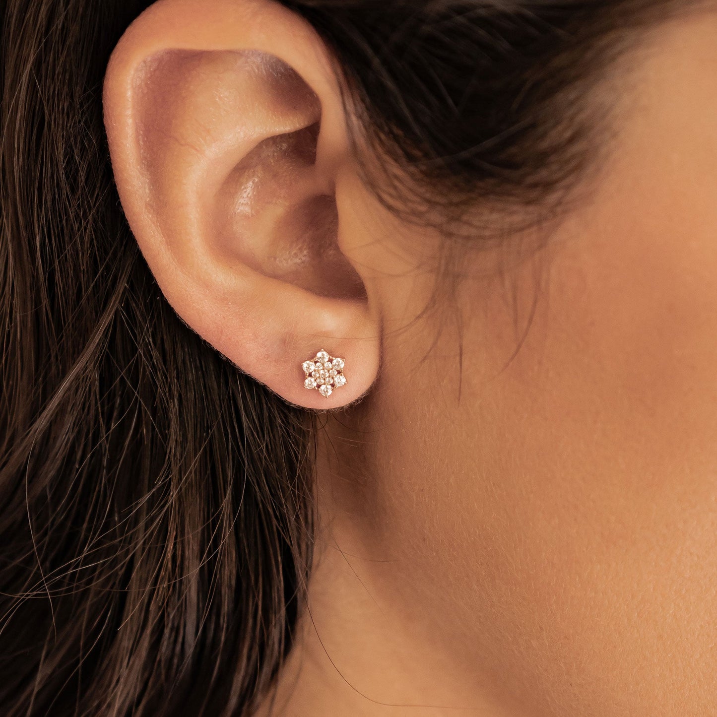 Zirconia Bloom Stud Earrings Sterling Silver