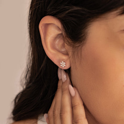 Zirconia Bloom Stud Earrings Sterling Silver