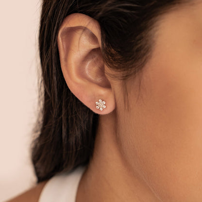 Zirconia Bloom Stud Earrings Sterling Silver