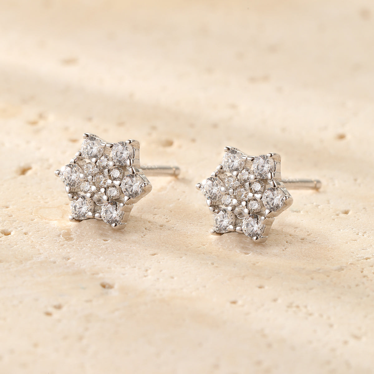 Zirconia Bloom Stud Earrings Sterling Silver