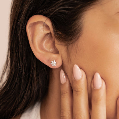 Zirconia Bloom Stud Earrings Sterling Silver