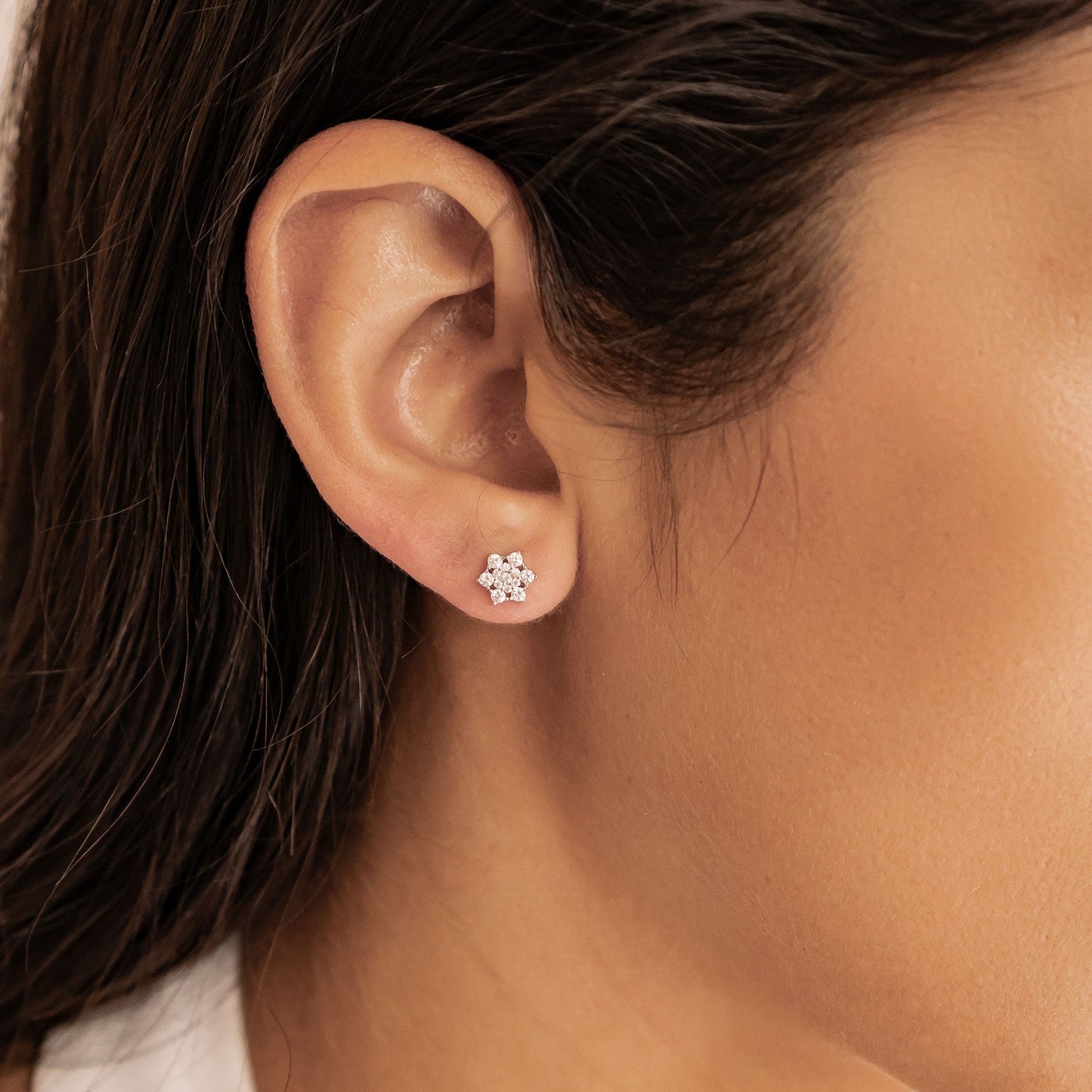 Zirconia Bloom Stud Earrings Sterling Silver