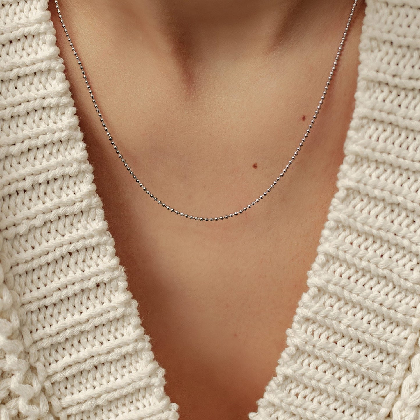 Bead Chain Necklace Silver