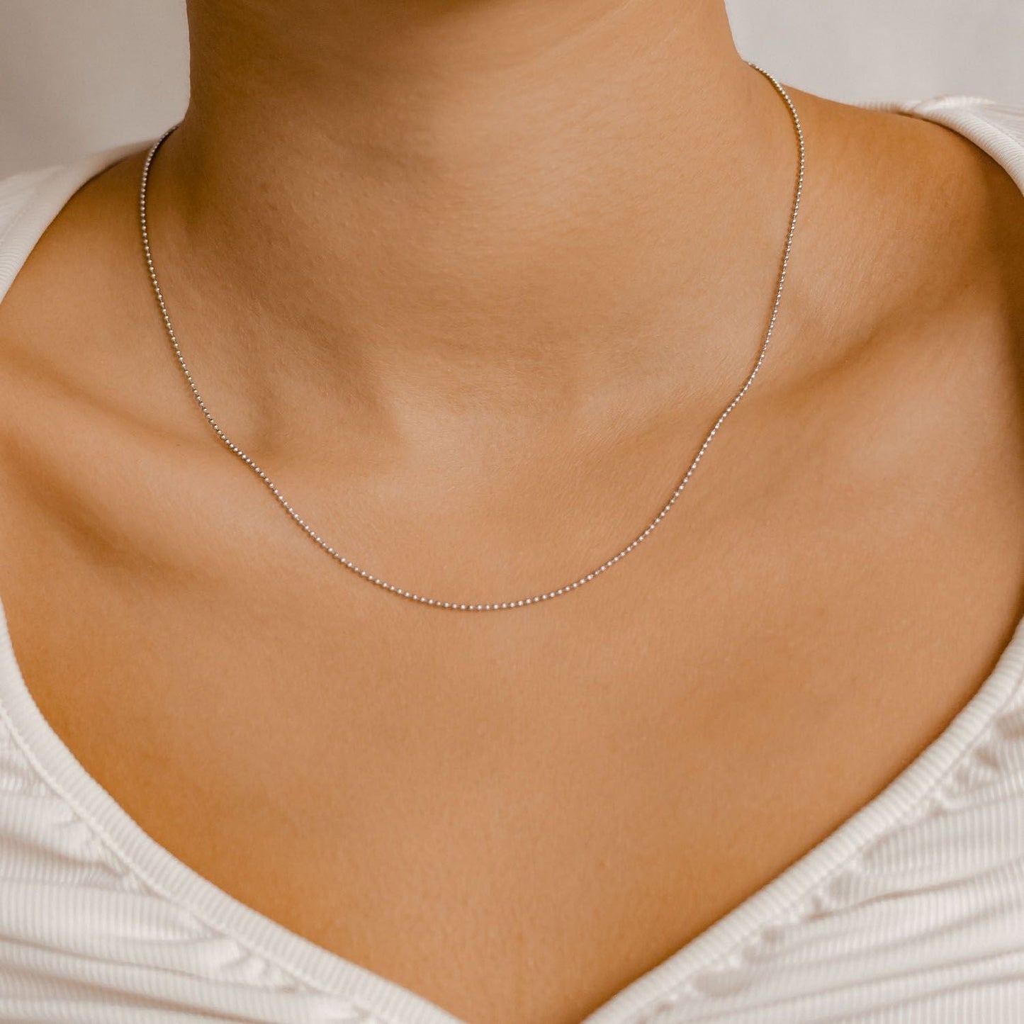 Bead Chain Necklace Silver