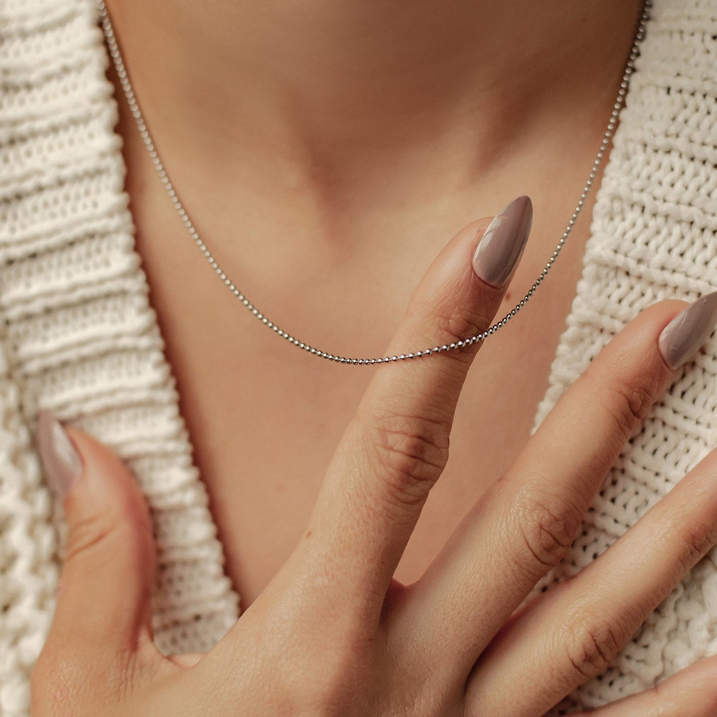 Bead Chain Necklace Silver