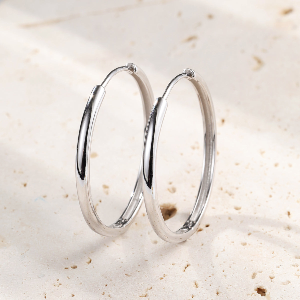 Big Chunky Hoop Earrings Sterling Silver
