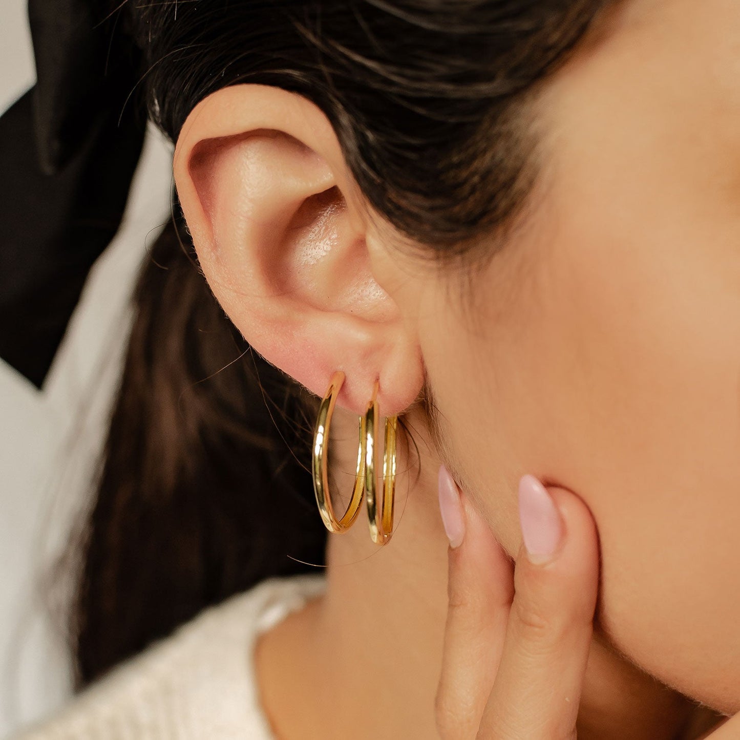 Big Chunky Hoop Earrings Sterling Silver