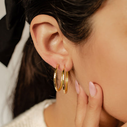 Big Chunky Hoop Earrings Sterling Silver