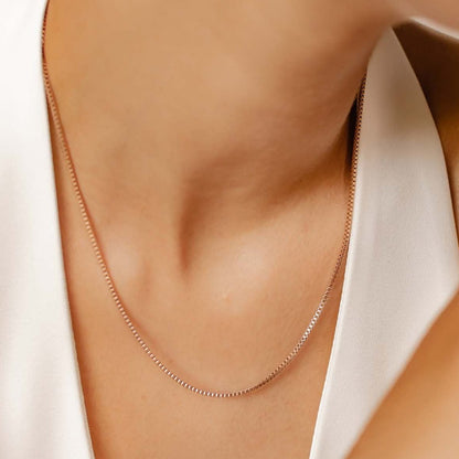 Box Chain Link Necklace Rose Gold