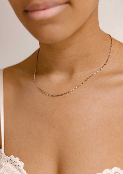 Box Chain Link Necklace Rose Gold