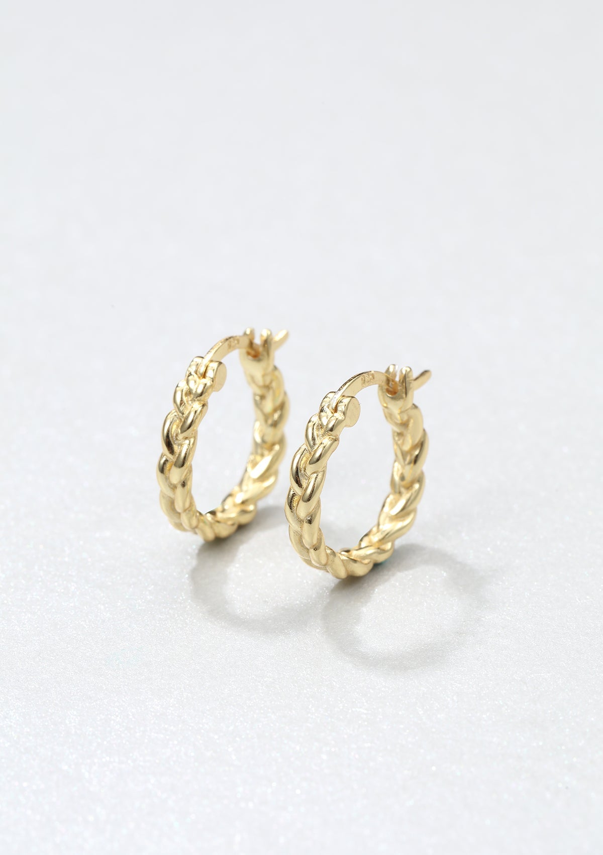 Braided Hoop Earrings Sterling Silver Gold