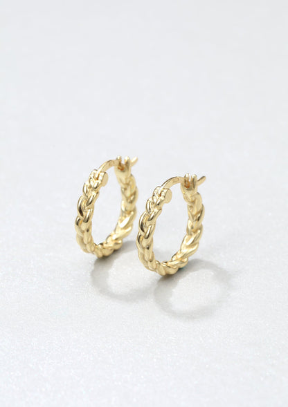 Braided Hoop Earrings Sterling Silver Gold