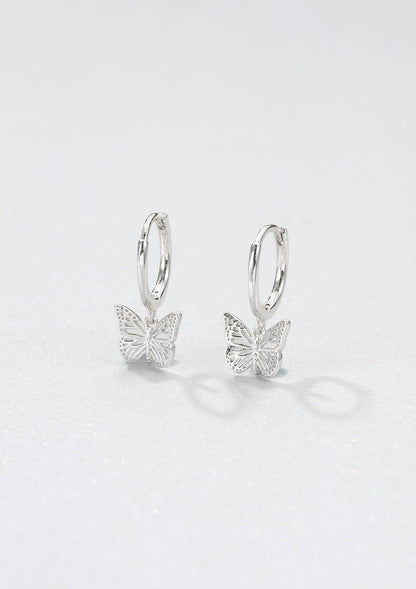 Butterfly Huggie Earrings Sterling Silver