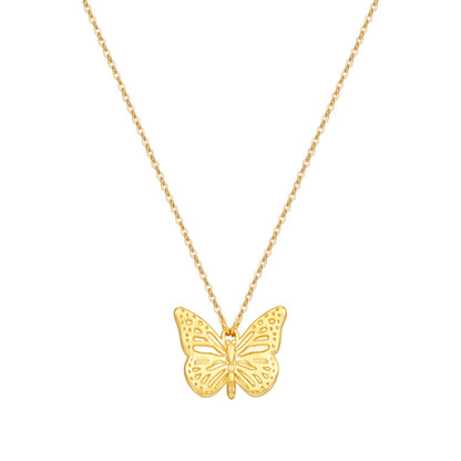 Butterfly Pendant Necklace Sterling Silver Gold