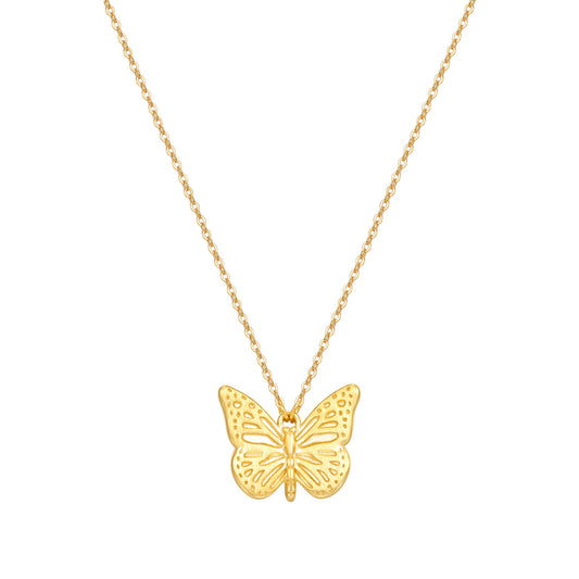 Butterfly Pendant Necklace Sterling Silver Gold